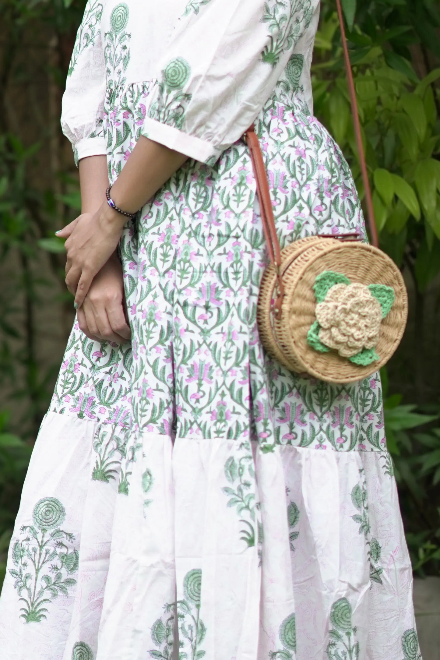Green And White Layered Dress