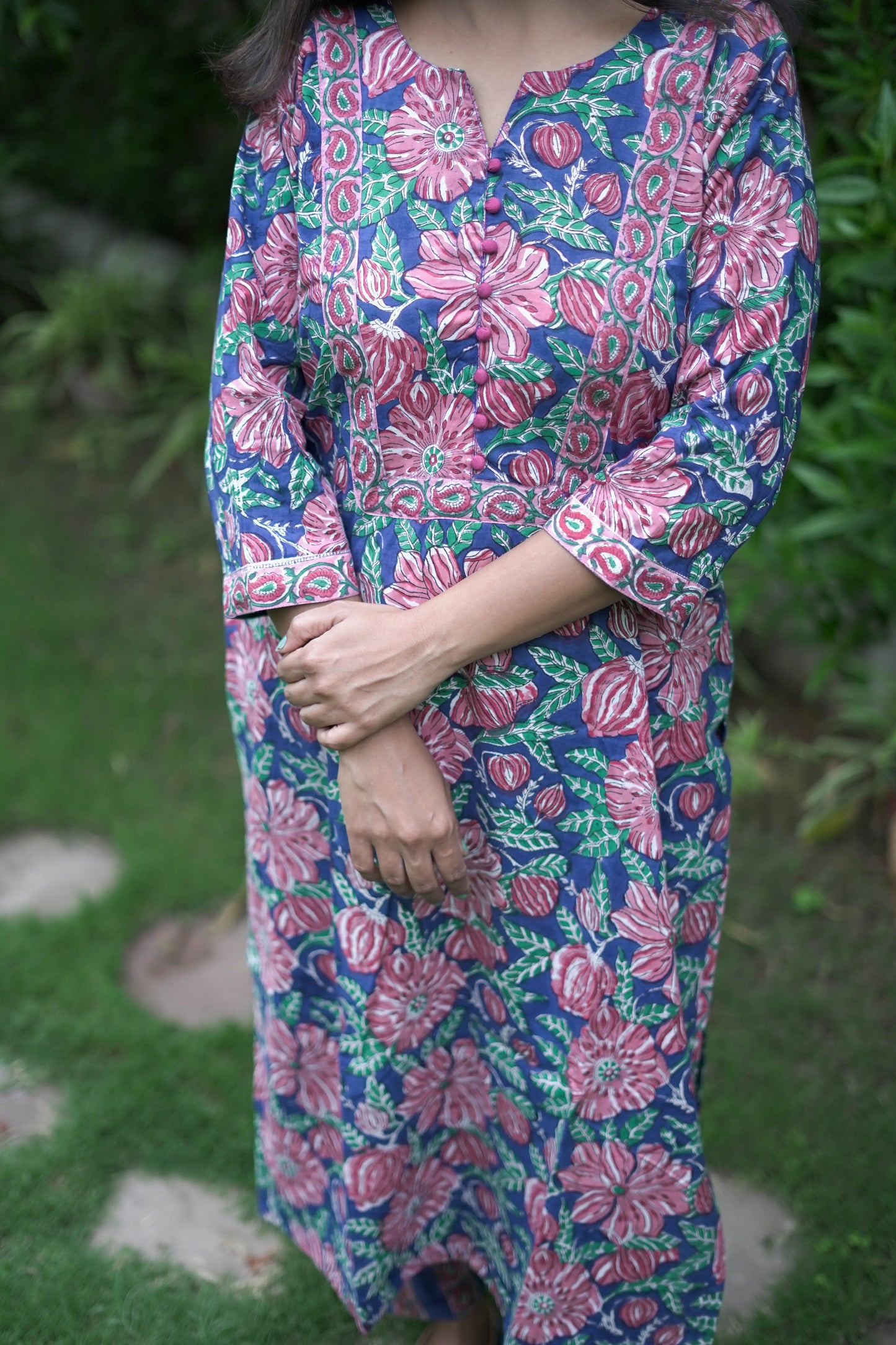 Bold Blue Floral Kurta