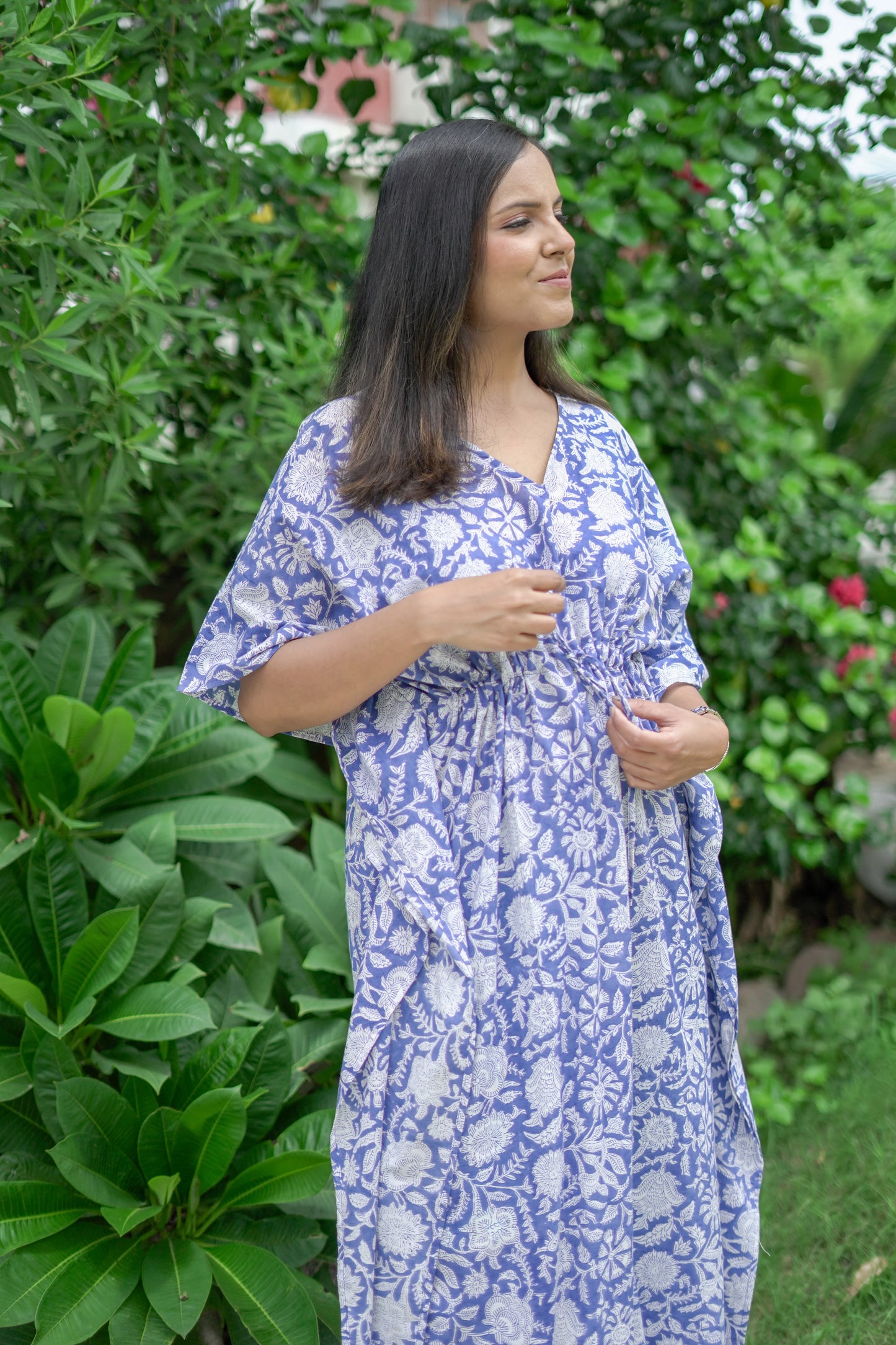 Blue Floral Jaal Kaftan