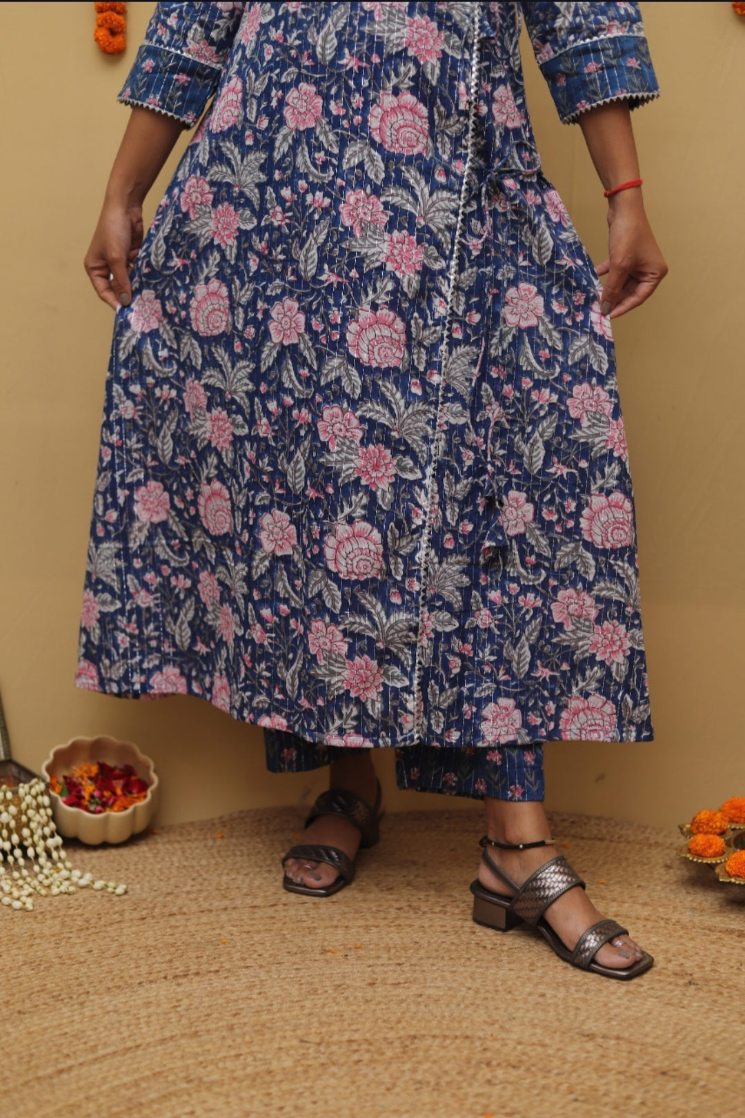 Blue Bagal Bandi Kurta Pant Set