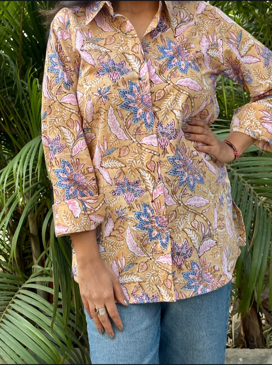 Sand Gold Floral Shirt