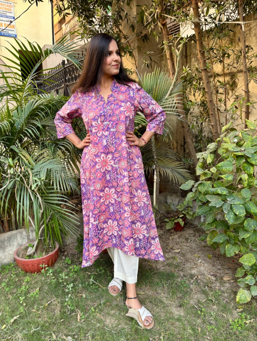 Purple Floral Kurta