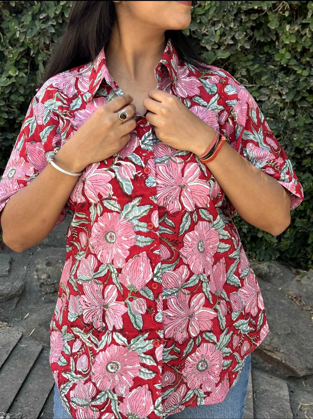 Scarlet Whisper Cotton Shirt