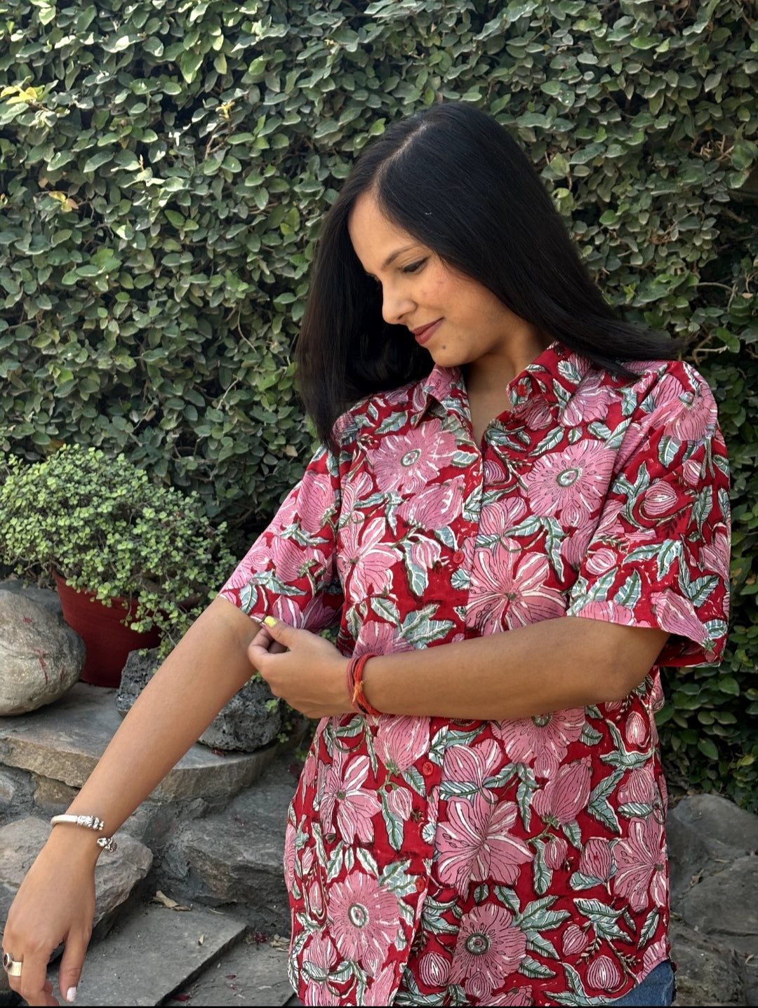 Scarlet Whisper Cotton Shirt