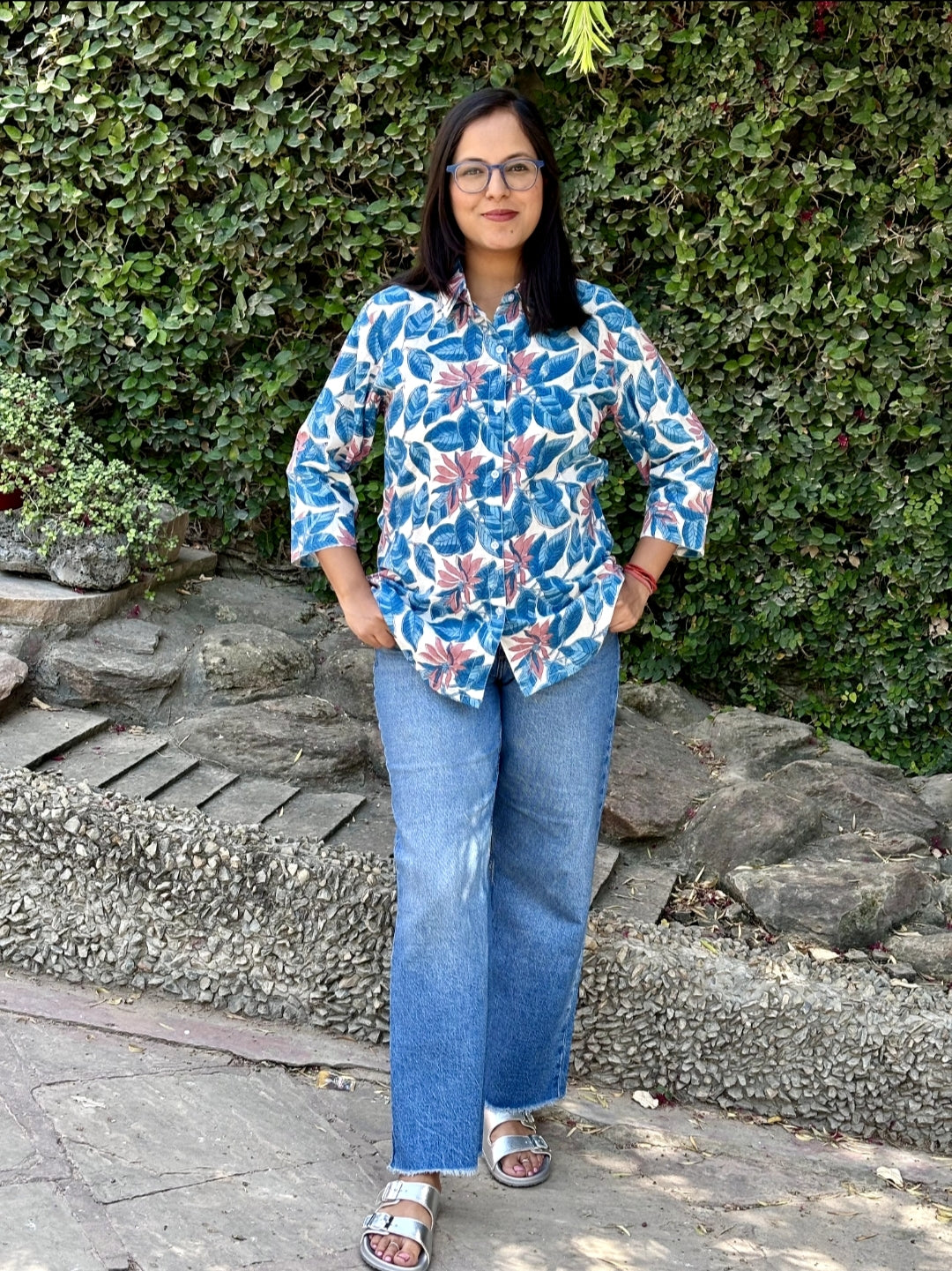 Blue Fern Cotton Shirt