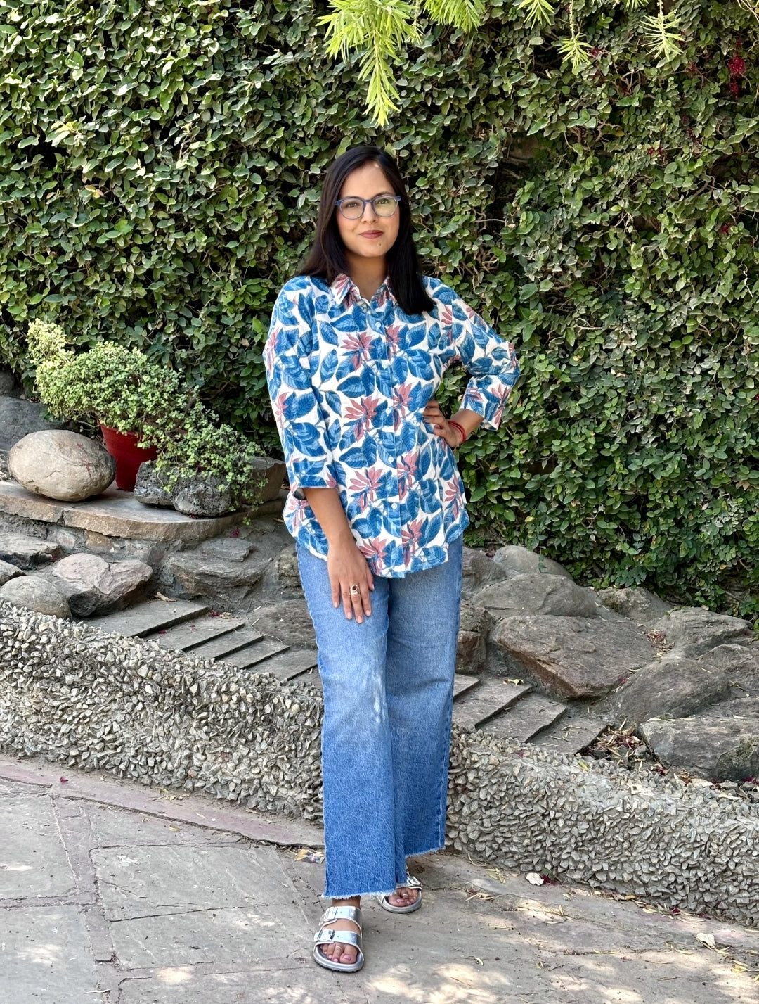 Blue Fern Cotton Shirt