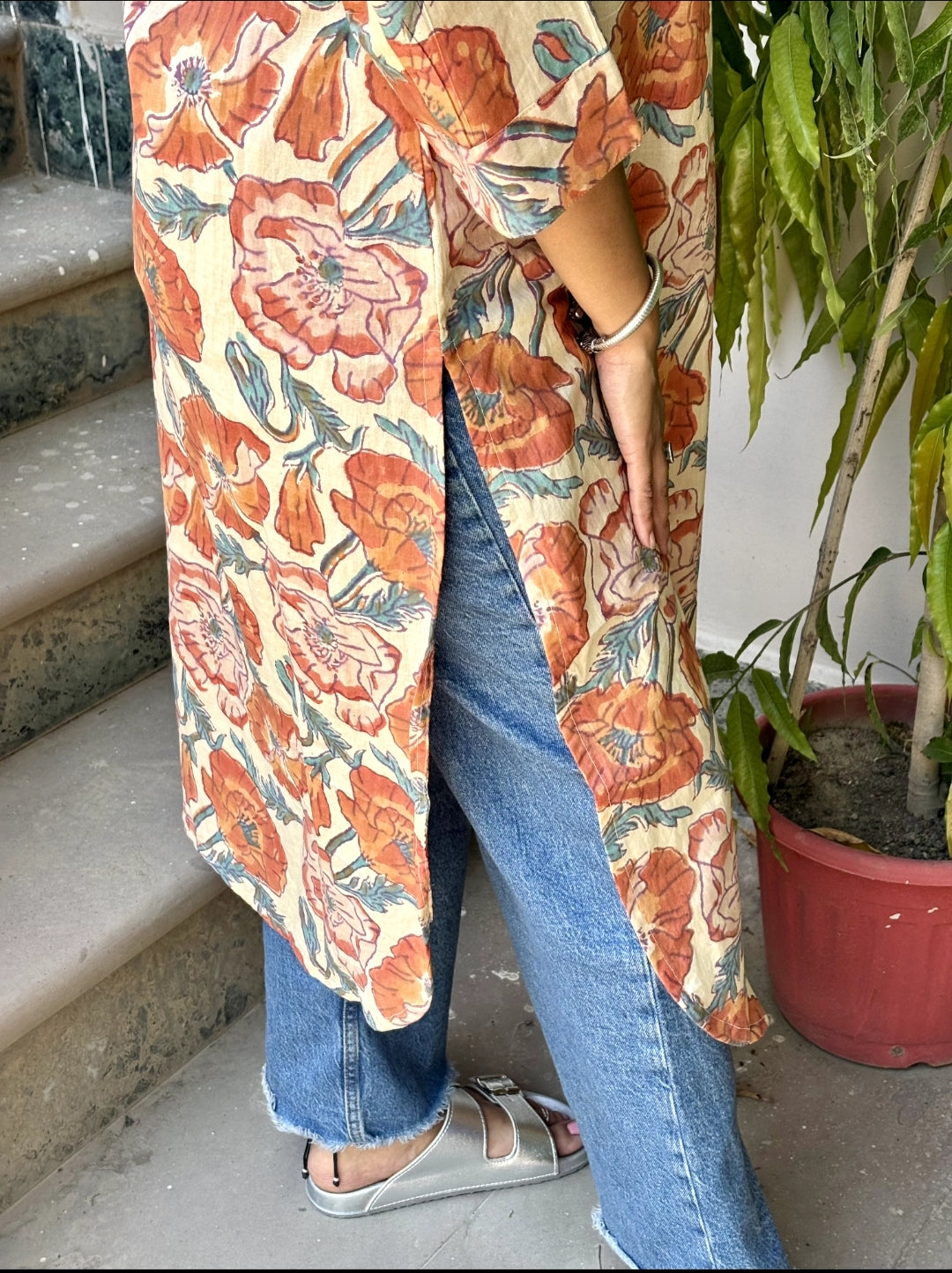 Blossom Rust Hand Block Kurta