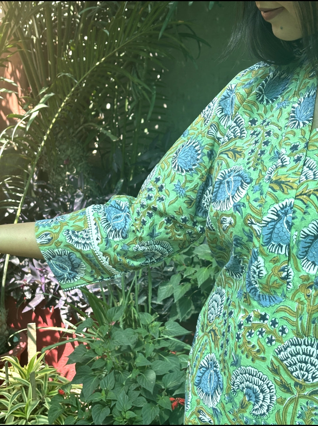 Sage Bloom Cotton Kurta