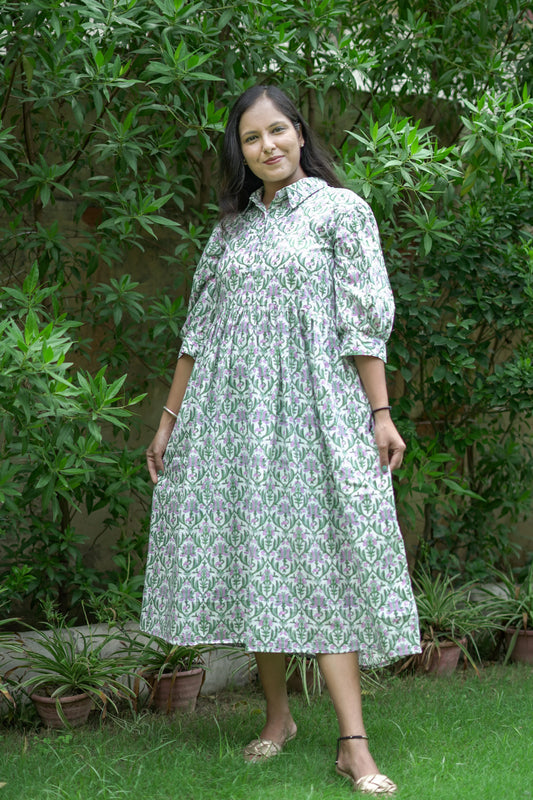 Glamorous Green Calf Length Dress