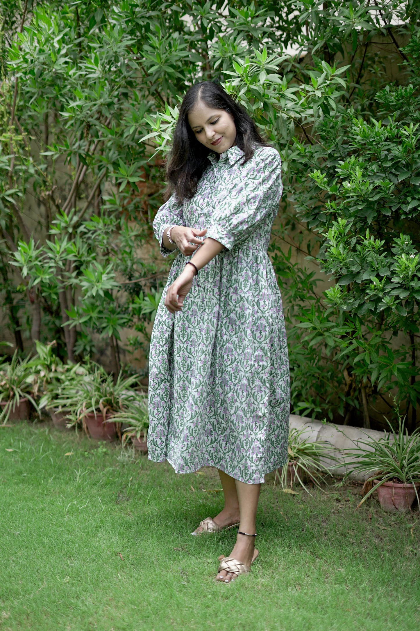 Glamorous Green Calf Length Dress