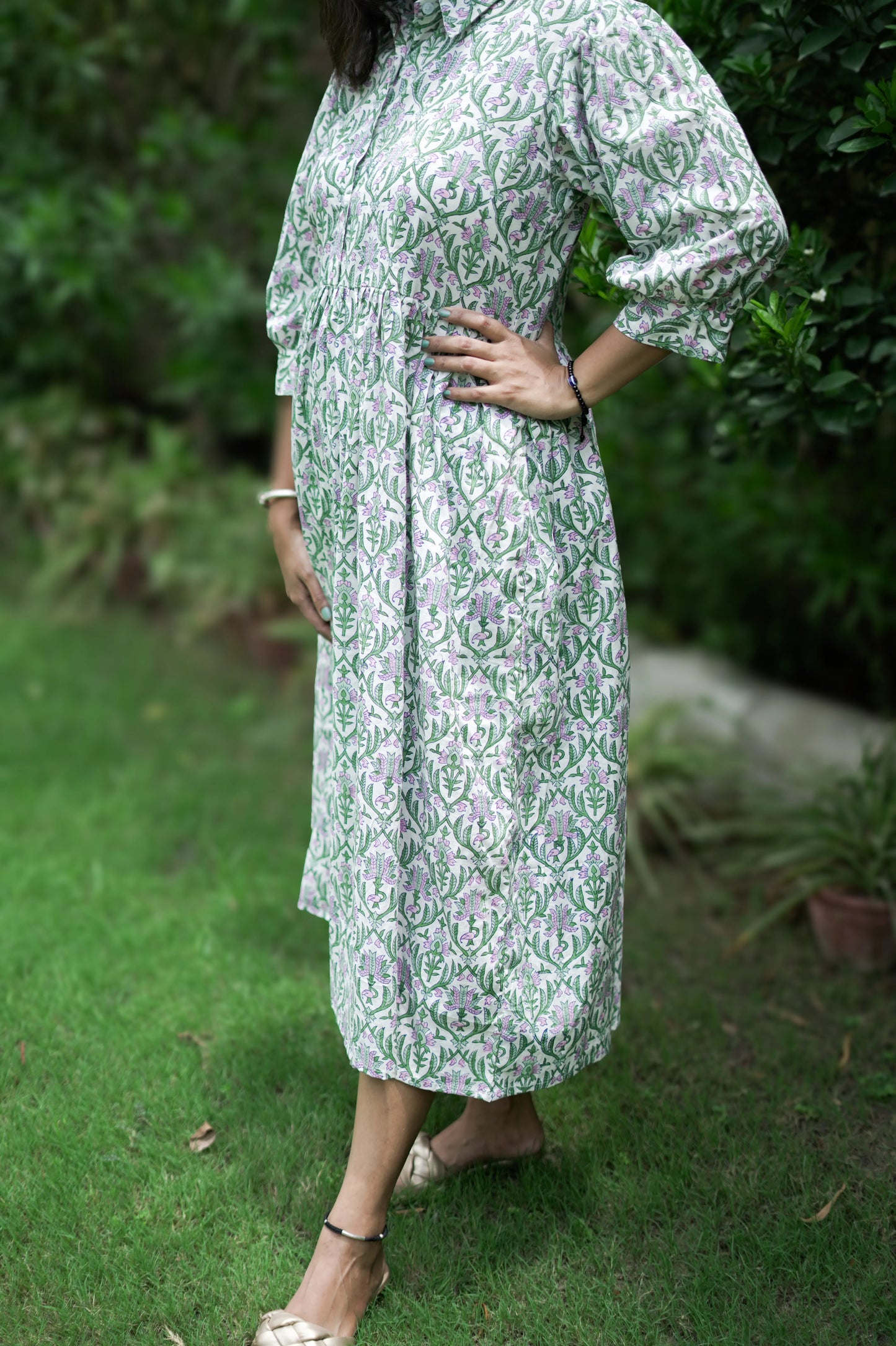 Glamorous Green Calf Length Dress