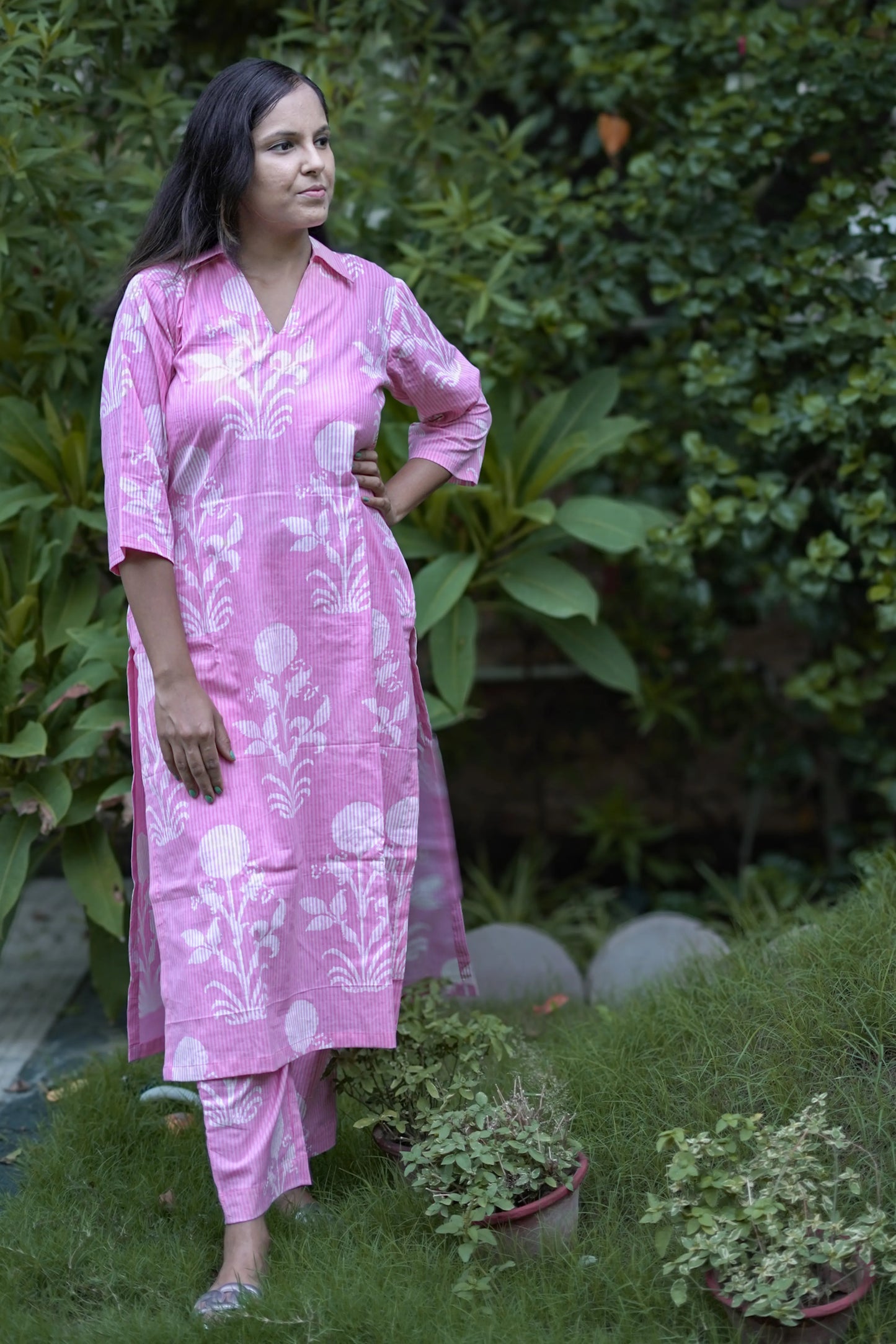 Pink Kurta Pant Coord