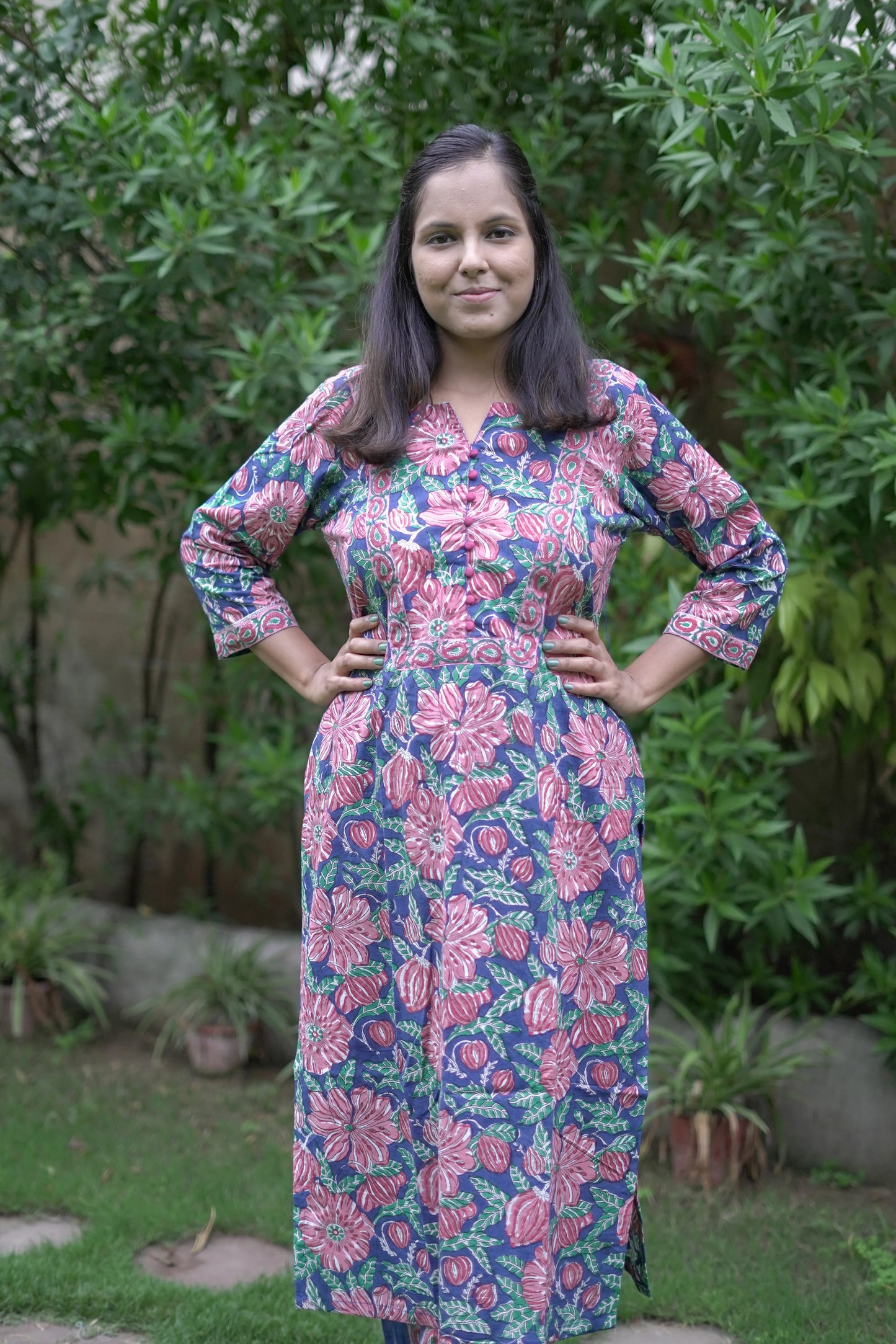 Bold Blue Floral Kurta