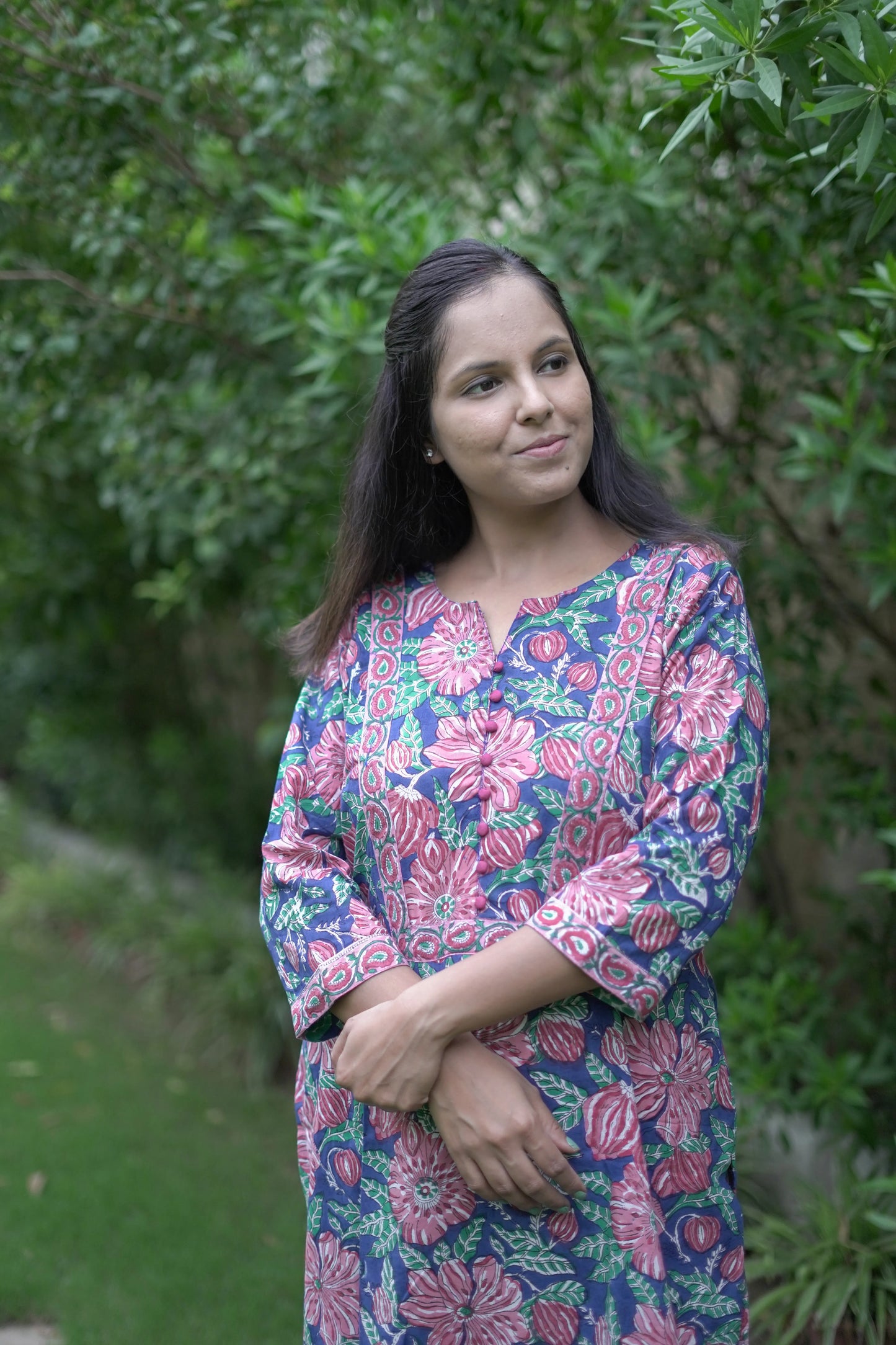 Bold Blue Floral Kurta