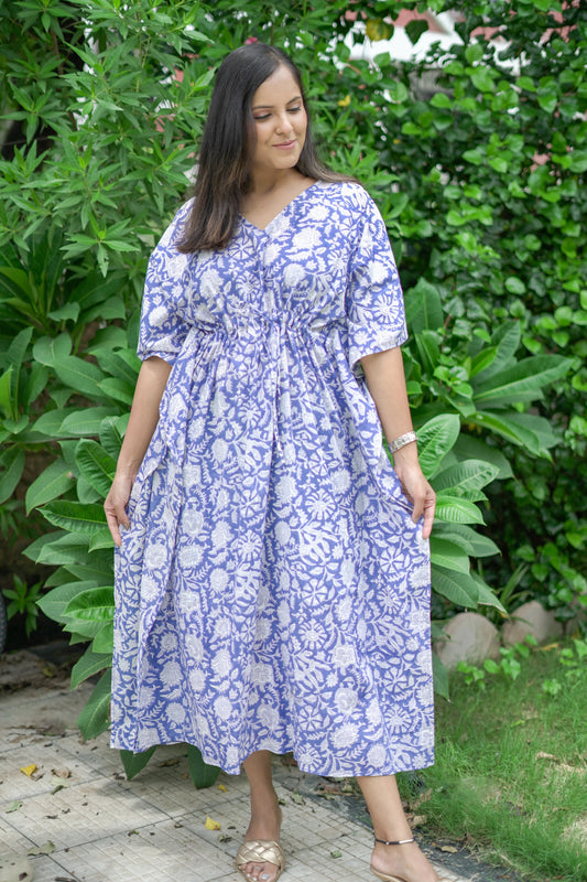 Blue Floral Jaal Kaftan