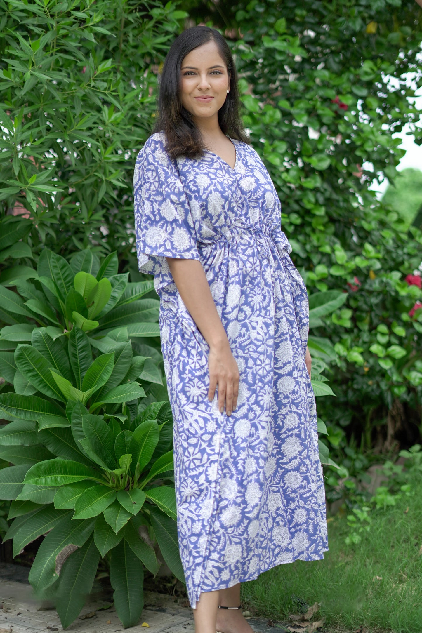 Blue Floral Jaal Kaftan