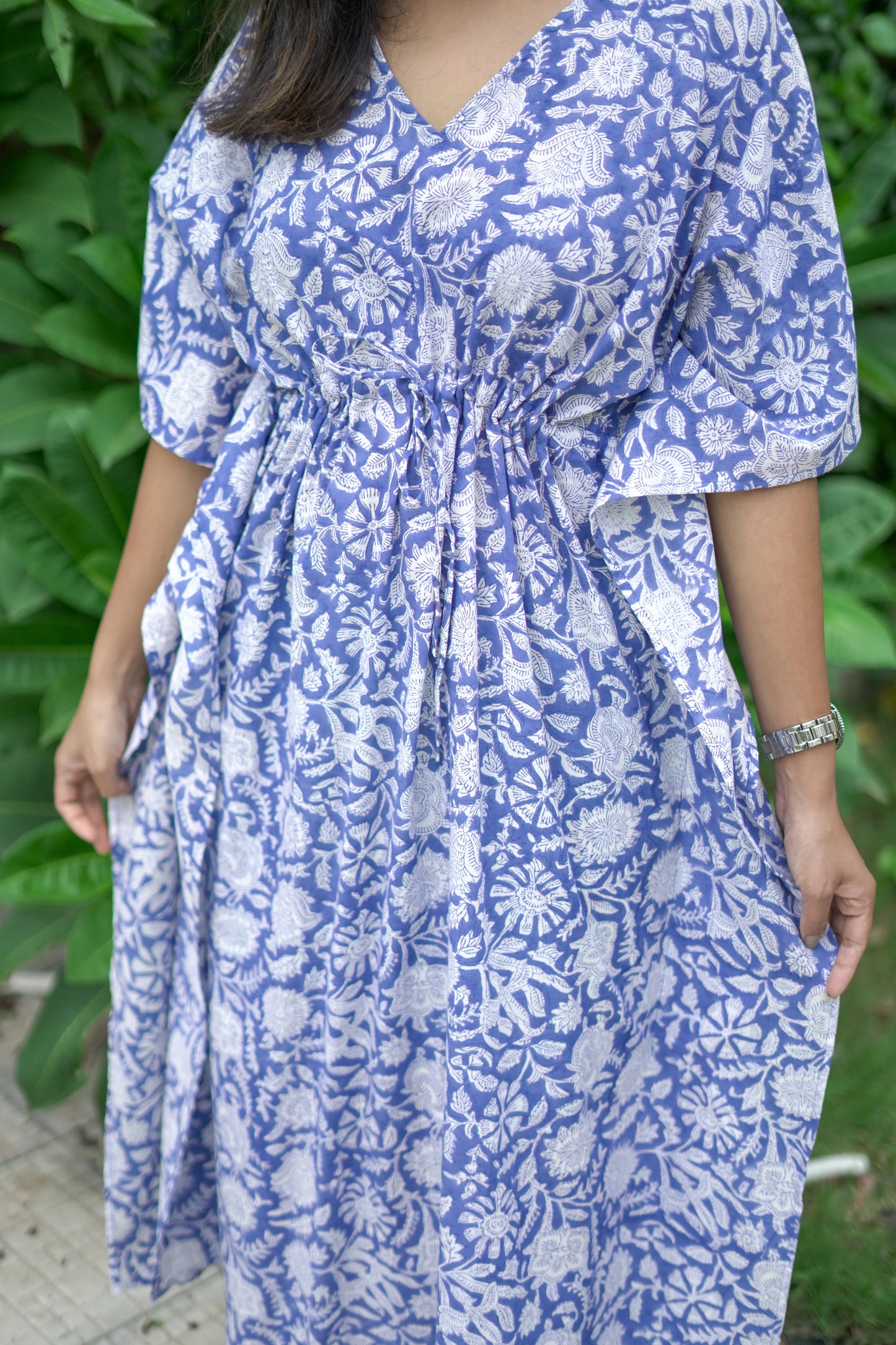 Blue Floral Jaal Kaftan