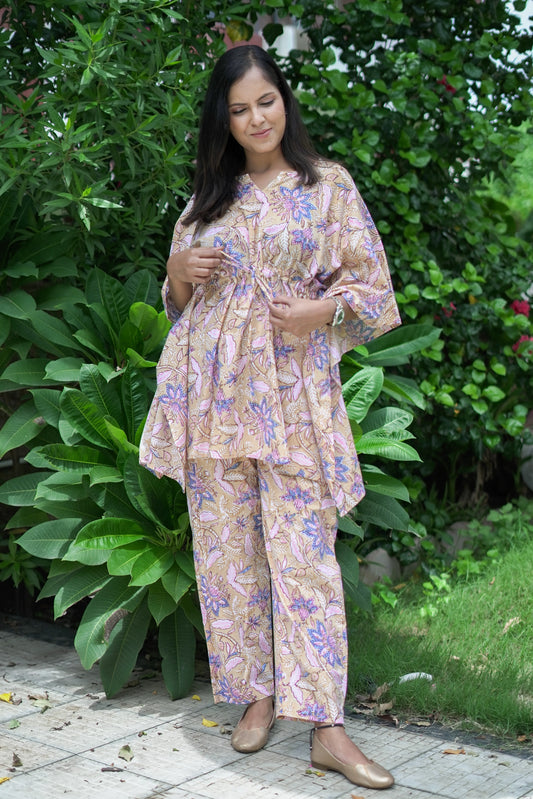 Bold Floral Jaal Kaftan Pant Set