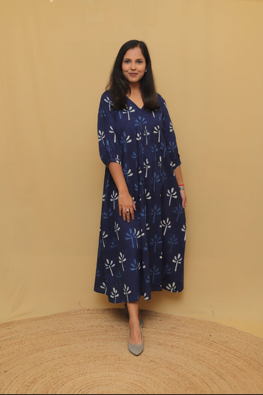 Indigo Serenity Blossom Dress