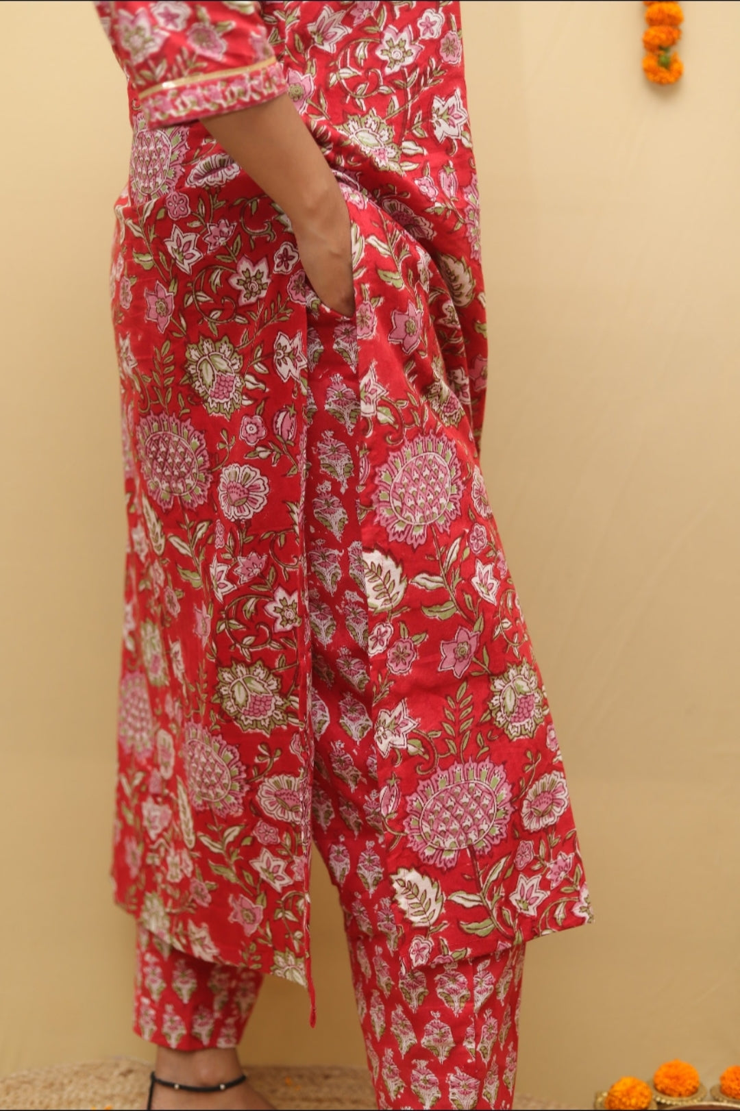 Red Kurta Pant Set