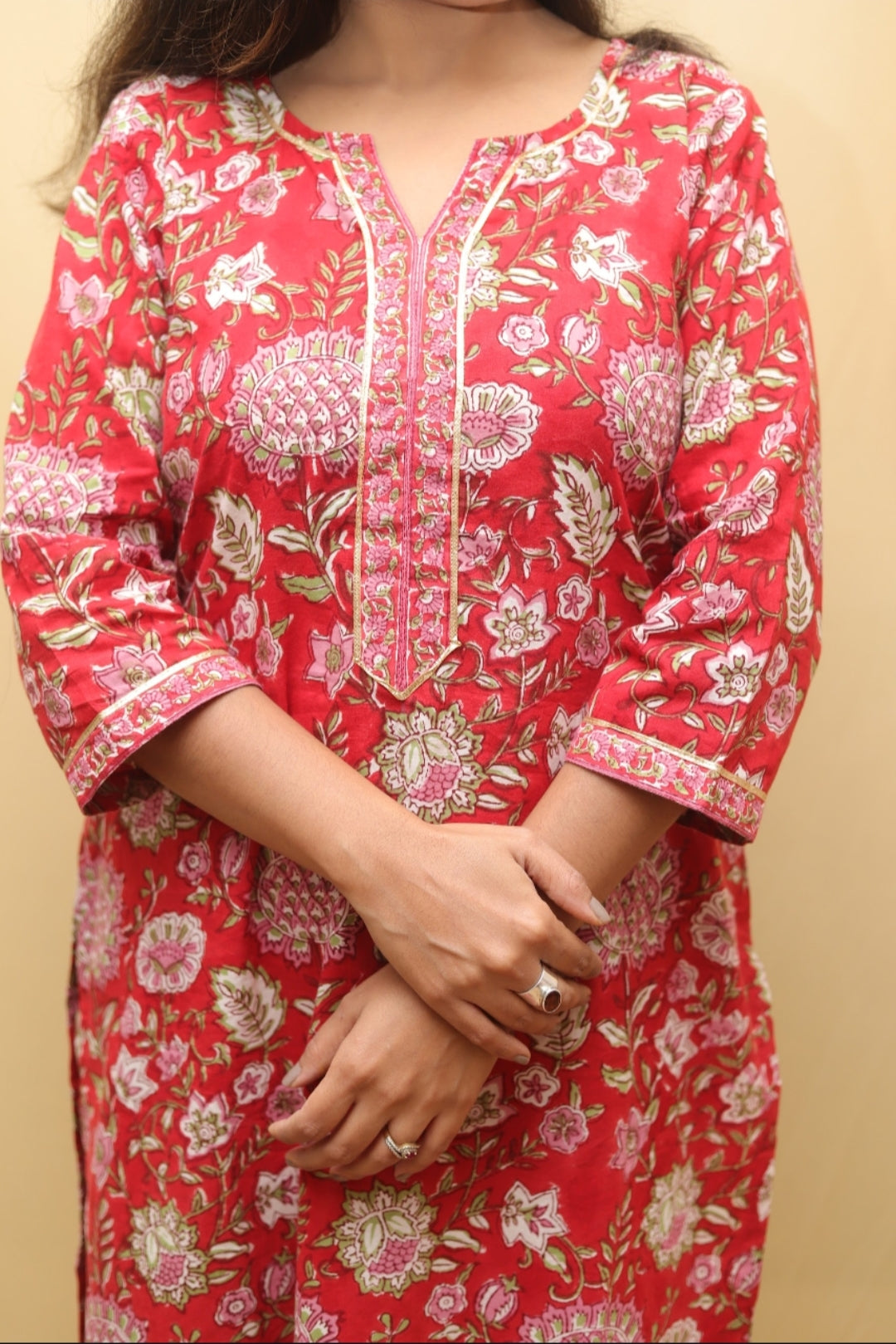 Red Kurta Pant Set