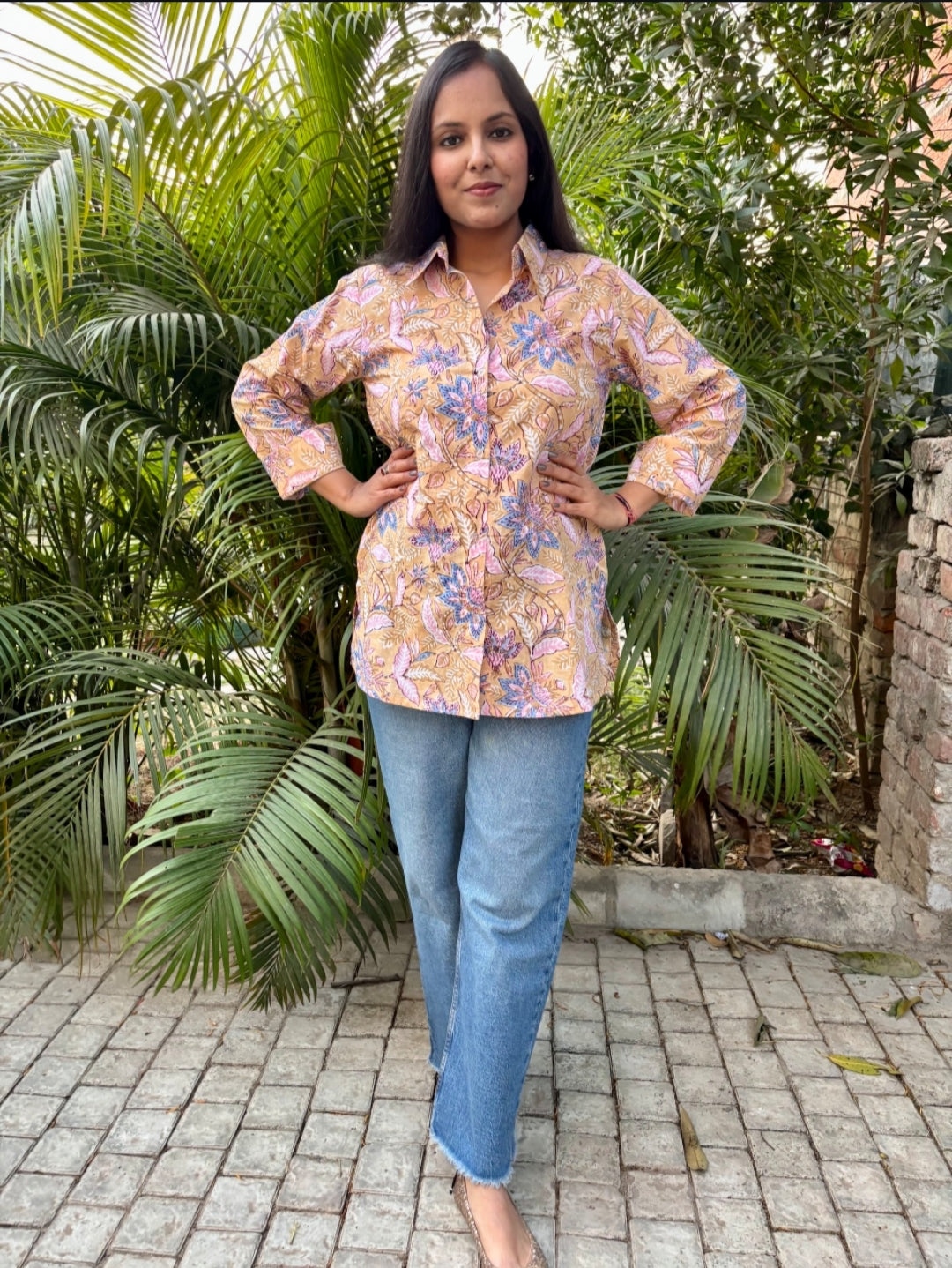 Sand Gold Floral Shirt