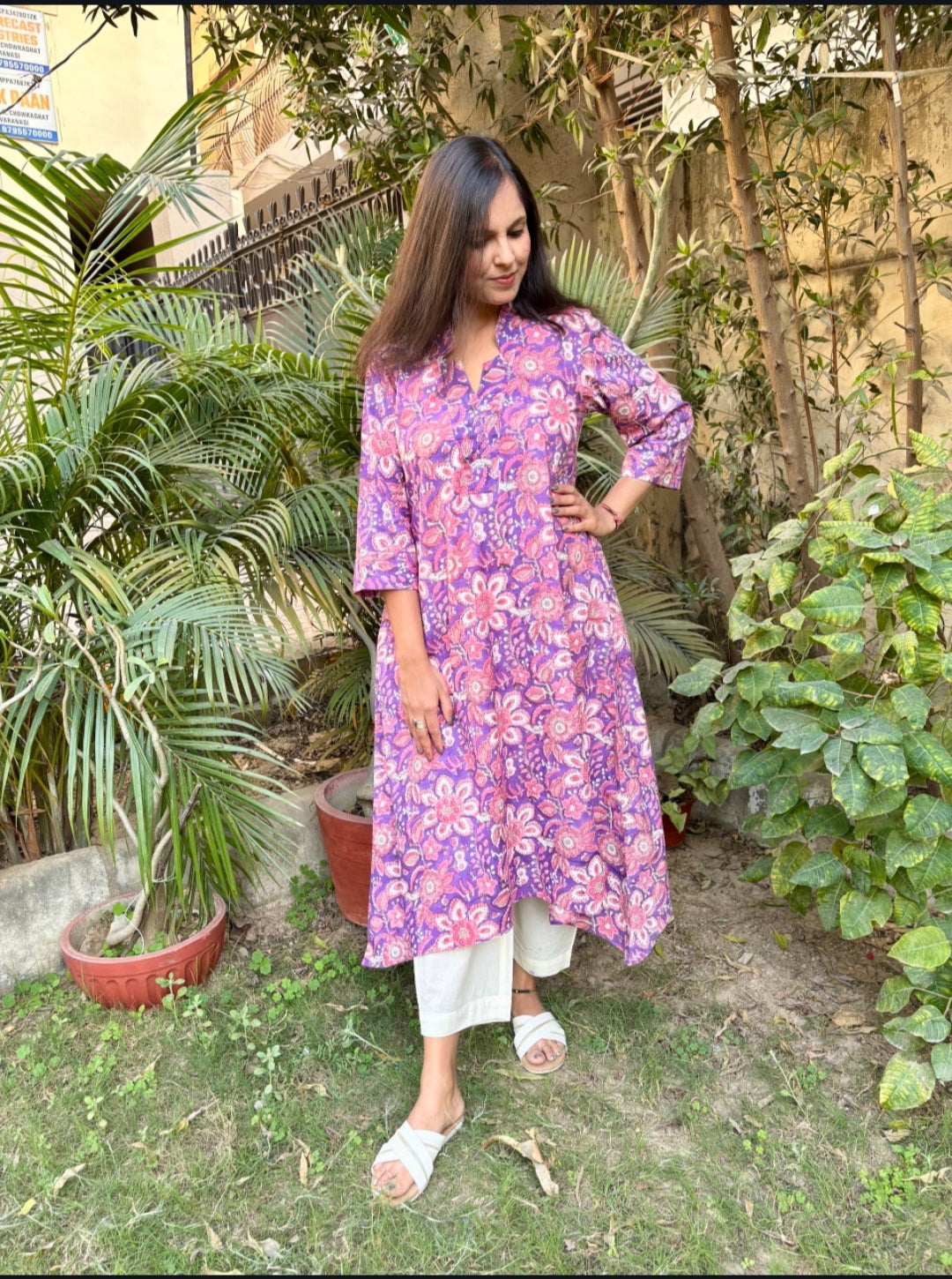 Purple Floral Kurta