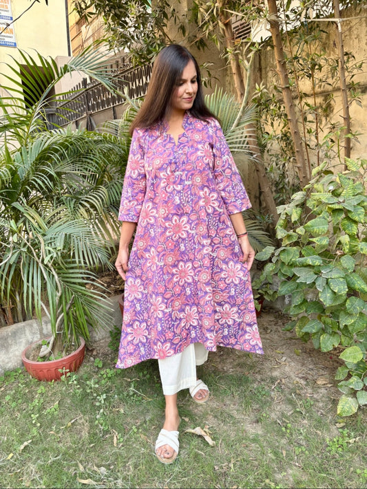 Purple Floral Kurta
