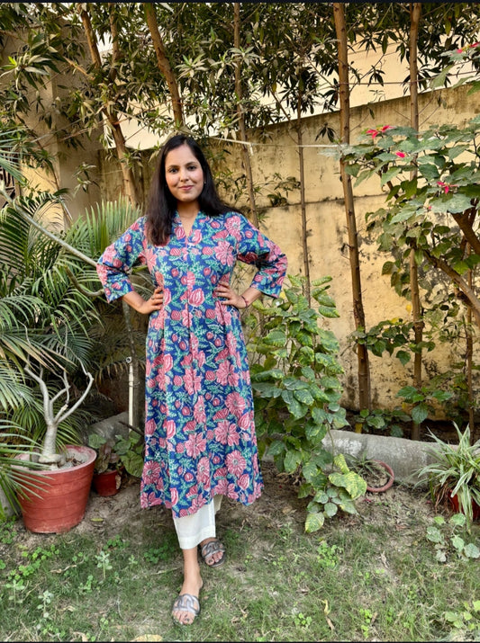 Blue Floral Kurta