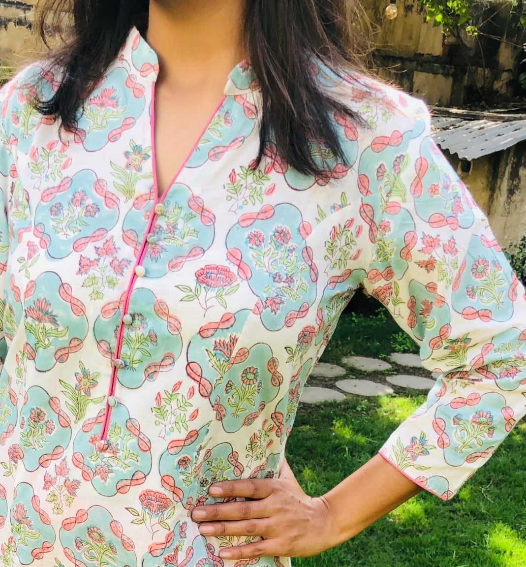 Pastel Bloom Cotton Kurta
