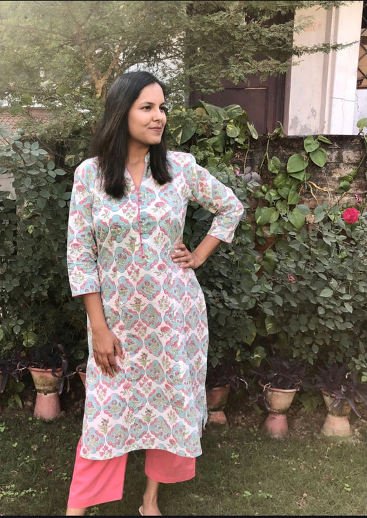 Pastel Bloom Cotton Kurta