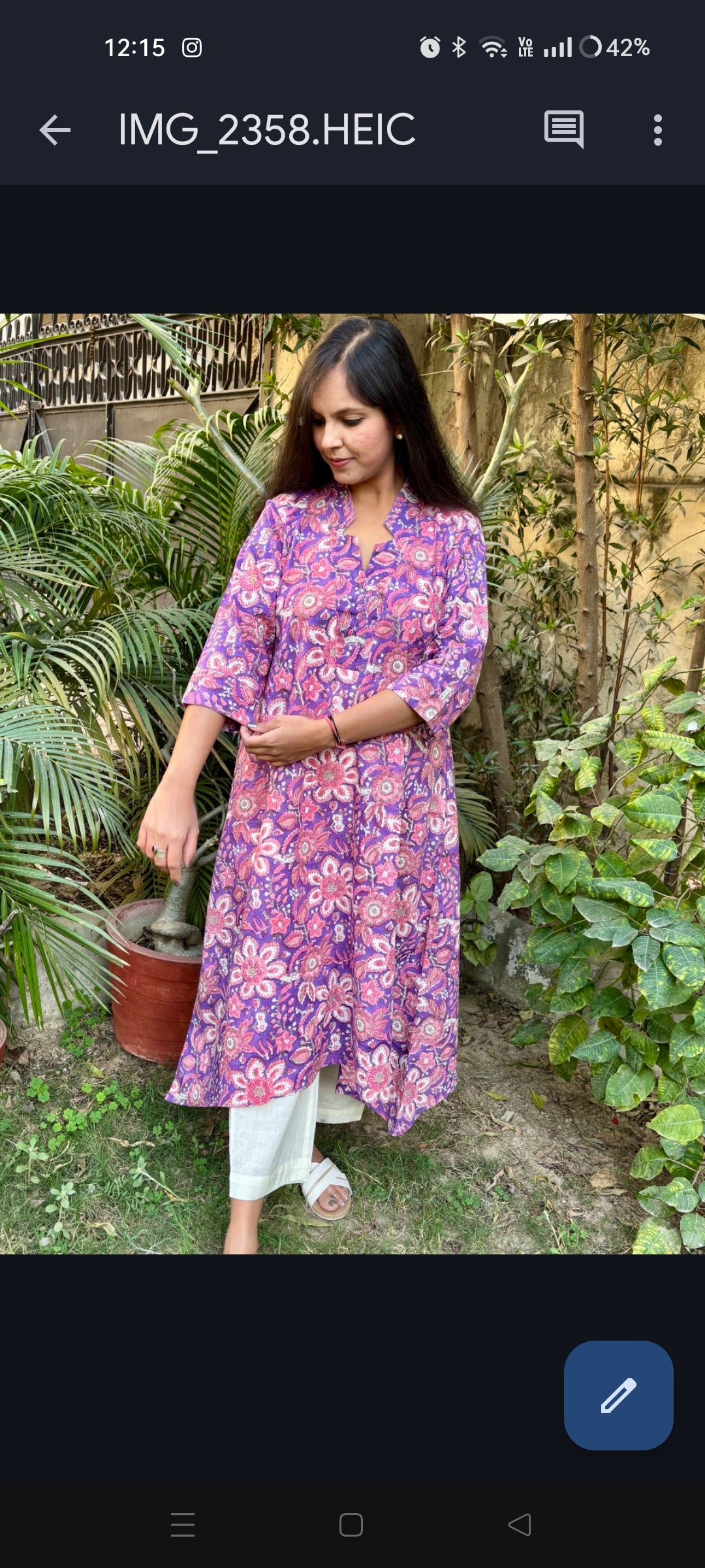 Purple Floral Kurta