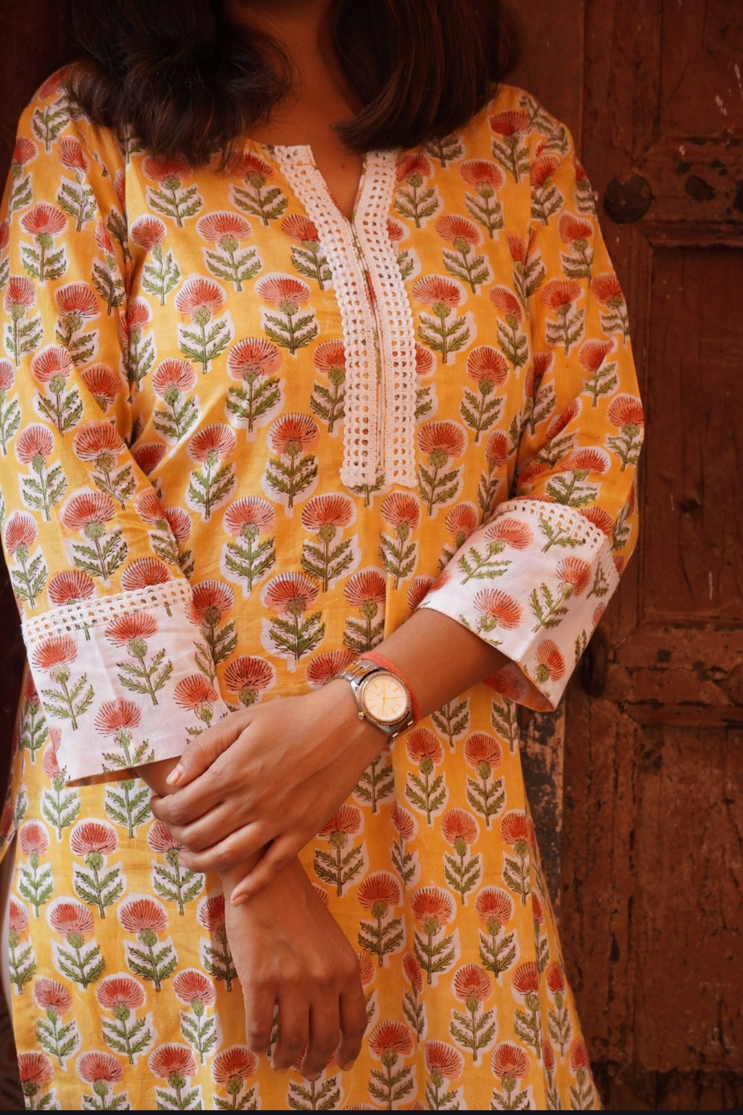 Genda Phool Lace Kurta
