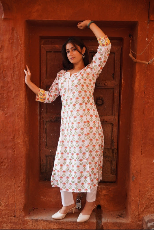 Gulbagh Hand block Cotton Kurti